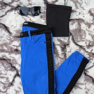 Hudson Jeans Leeloo Color Block Skinny Crop - Blue